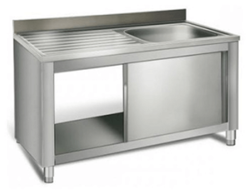 Wastafel stainless steel dengan permukaan pengering