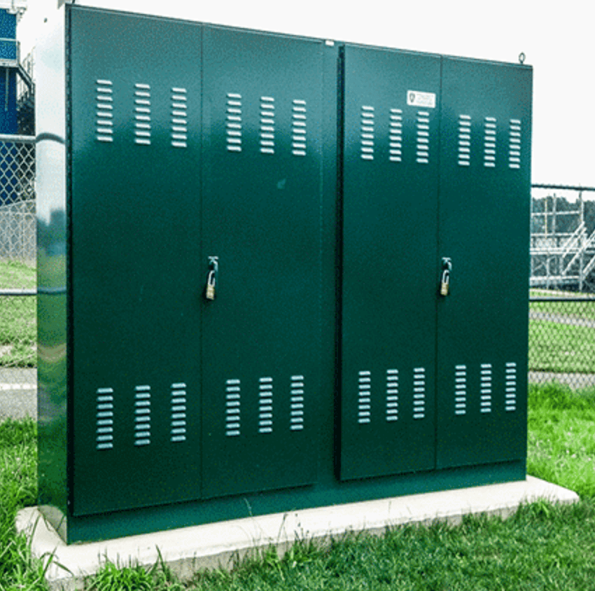 Free-standing powder-coated enclosure