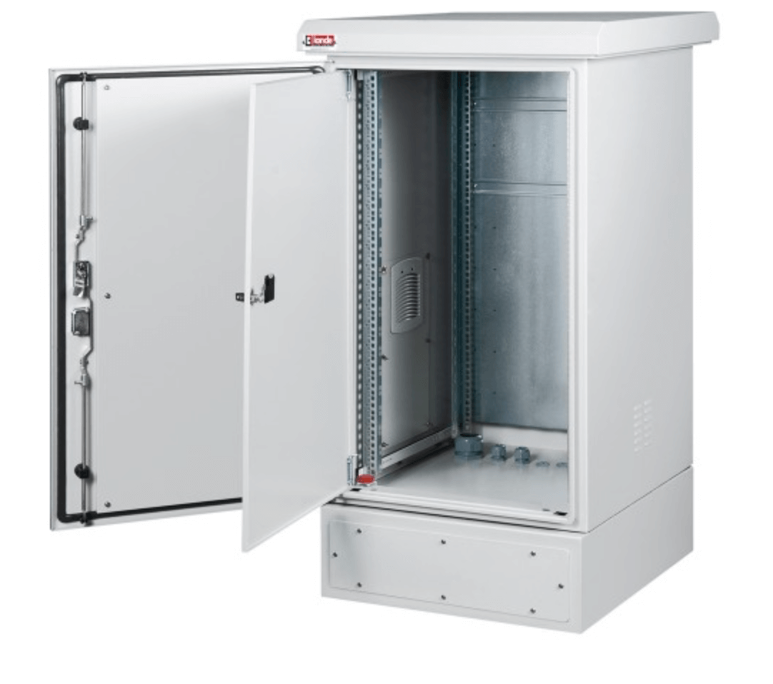 Powder-coated outdoor data cabinet