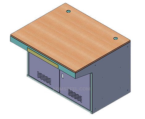 mesa de metal de aço com porta dupla