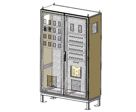 Gabinete elétrico marinho de metal com porta dupla para montagem no chão
