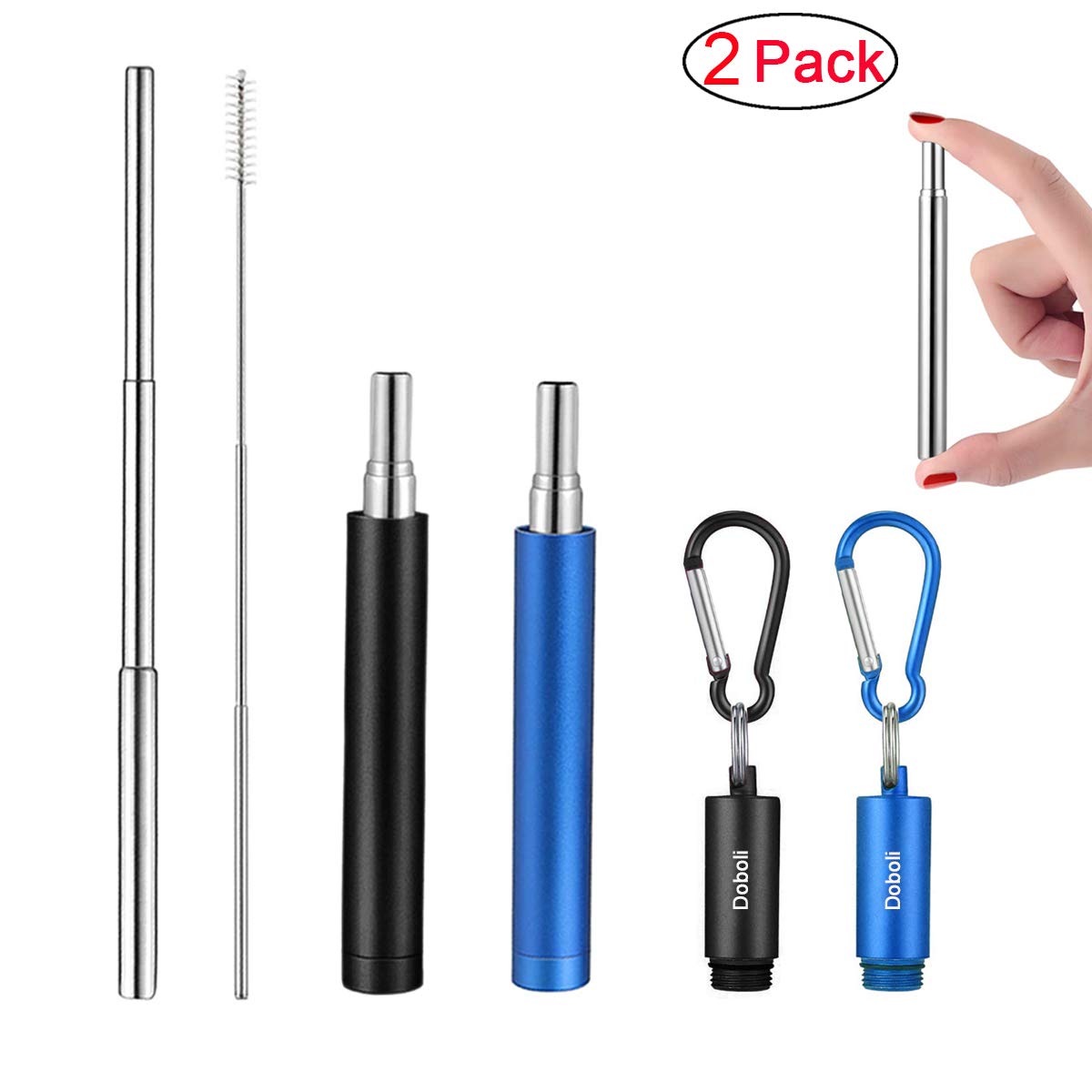 可重复使用的便携式伸缩不锈钢吸管