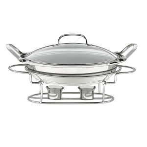 Stainless Steel Round 3-quart 12-inch Buffet Server