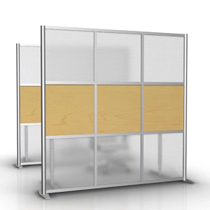 Partisi Kantor Modern Maple & Transparan 75in.