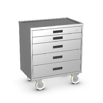 Gabinete de herramientas con ruedas de acero inoxidable de 5 cajones