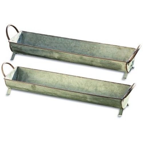 Farmer's Market Galvanized Metal Basket Tray Planters