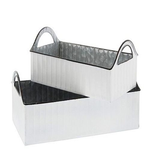 Rectangular Metal Bucket Planter Tray