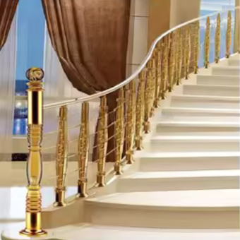 Minimalist Carved Brass Handrail for Stairs