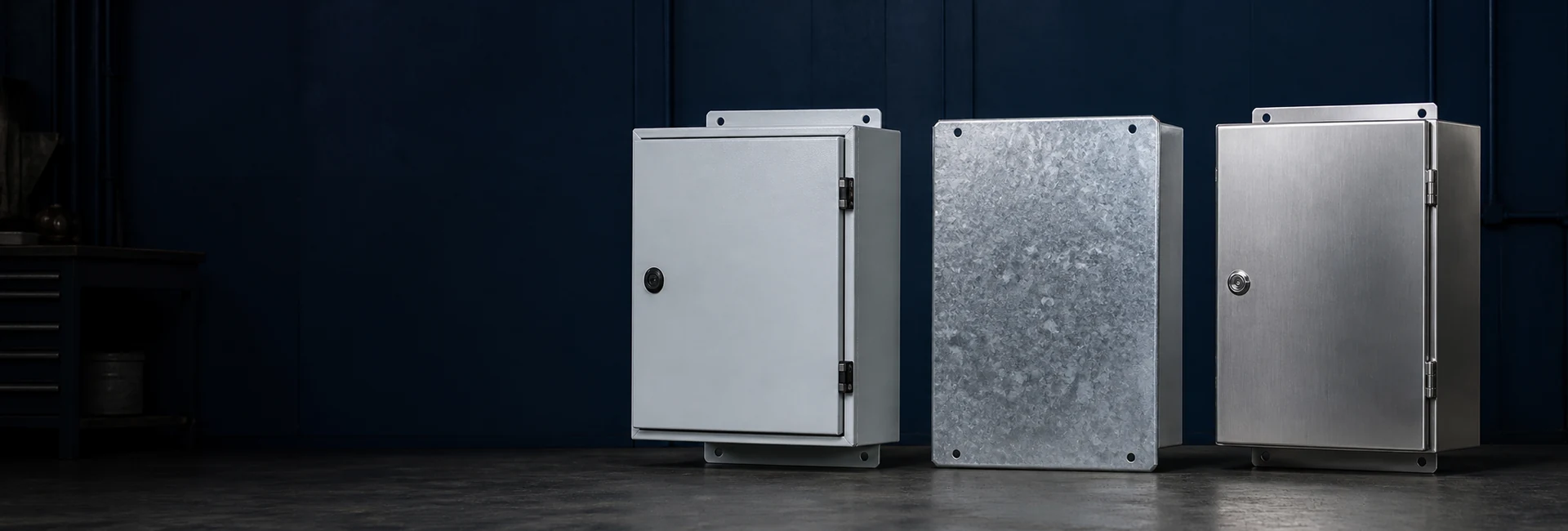 Metal material samples used for custom electrical enclosures