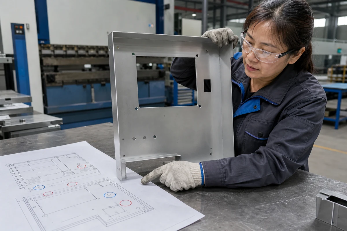 Superviseur comparant un dessin de fabrication avec un panneau d'enceinte